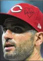  ??  ?? Votto honors the victims of the mass shooting in Dayton with a message on his hat — the word “Dayton” written through a heart — Tuesday in Cincinnati.