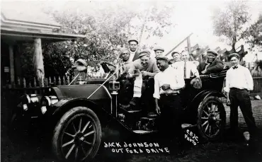  ?? PALACE OF THE GOVERNORS PHOTO ARCHIVE, NEGATIVE NO. 087475 ?? Boxer Jack Johnson out for a drive in Las Vegas, N.M., in 1912.