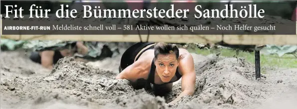  ?? ARCHIVBILD: PIET MEYER ?? Das Ziel vor Augen: Beim Airborne-Fit Run geht es durch Sand, aber auch durch Wasser.