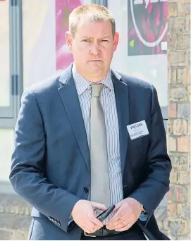  ??  ?? Paul Elworthy yesterday at the tribunal, where he is suing Your Move