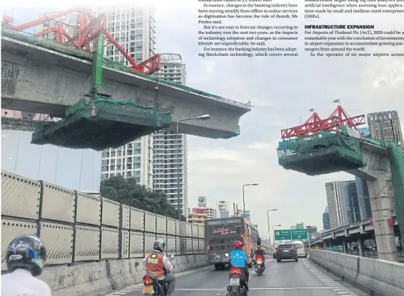  ?? PATTANAPON­G HIRUNARD ?? Constructi­on of the Light Green Line extension (Mor Chit-Saphan Mai-Khu Khot) is under way, with service to begin in 2020.