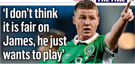  ??  ?? URGINGS: Robbie Keane (below) was unhappy with James McCarthy (main) when the Everton man was younger