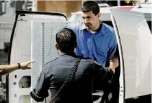  ?? Craig Lee / The Chronicle 2002 ?? Supervisor Chris Daly is arrested during a protest at Hastings Law School over its plan for an eight-story parking garage.