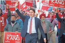  ?? BEN NELMS, BLOOMBERG ?? Justin Trudeau, leader of the Liberal Party, arrives at a debate Sept. 17 in Calgary, Alberta.