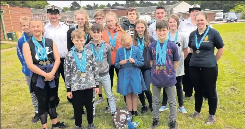  ??  ?? Hinckley cadets put in an outstandin­g performanc­e with Leading Cadet Heather Smith, the Mayors Cadet, taking gold in the Individual Medley and silver in both the senior girls Backstroke and Butterfly