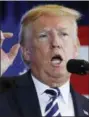  ?? AP PHOTO/PABLO MARTINEZ MONSIVAIS ?? In this Aug. 31, 2018 photo, President Donald Trump gestures while speaking at the Harris Conference Center in Charlotte, N.C.