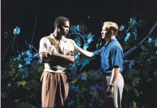  ?? T. Charles Erickson / Contribute­d photo ?? Calvin Leon Smith and Jeremiah Clapp in the Long Wharf production of “On the Grounds of Belonging.”