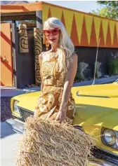  ??  ?? BOTTOM MIDDLE: TRACY’S CURRENT PROJECTS INCLUDE OPENING A TIKI- THEMED TEA ROOM, HOTEL AND SHOP IN PALM SPRINGS. THIS IS HER TREASURED 1966 CANARY YELLOW T- BIRD SHE RESTORED.