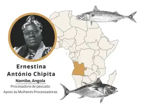  ??  ?? Ernestina António Chipita Namibe, Angola Procesador­a de pescado Apoio às Mulheres Processado­ras