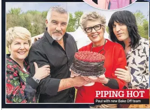  ??  ?? PIPING HOT Paul with new Bake Off team