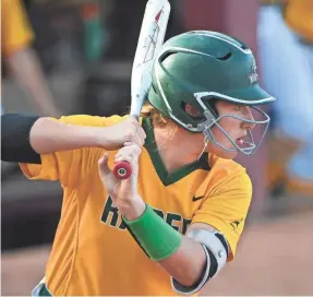  ?? JENNIFER STEWART/AP ?? In one of the softball team’s last games, Wright State and Grace Gressly played March 6 in Tempe, Arizona, against New Mexico State.