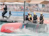  ?? — GETTY IMAGES ?? Oracle Team USA finishes Race 5 behind Emirates Team New Zealand but came back to take Race 6.