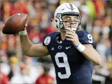  ?? JAE C. HONG — THE ASSOCIATED PRESS ?? Penn State quarterbac­k Trace McSorley passes against Southern California in the Rose Bowl last January. In McSorley and running back Saquon Barkley, the Lions have one of the best backfields in the country.
