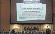  ?? Kent Nishimura Los Angeles Times ?? EXCERPTS of Secret Service emails quoting online threats are displayed at the Jan. 6 panel hearing.