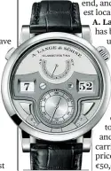  ??  ?? A. Lange &amp; Söhne Zeitwerk Minute Repeater, $498,000 It can strike different tones hourly and at 10and 1-minute intervals.