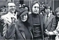 ??  ?? Emotionall­y fused: Yoko Ono and John Lennon featured in Above Us Only Sky