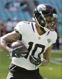  ?? Associated Press ?? Donte Moncrief caught 48 passes for Jacksonvil­le in 2018.