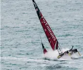  ??  ?? Despite a harrowing capsize during early challenger trials, the Kiwis managed to keep their boat together and advance to the America’s Cup finals.