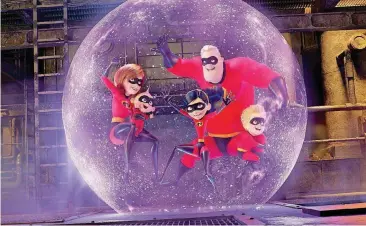  ?? [PHOTO PROVIDED BY DISNEY-PIXAR] ?? In a scene from “Incredible­s 2,” Violet uses a force field to protect her superhero family, including her brother Dash, voiced by Huck Milner, 10.