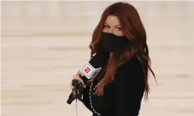  ??  ?? ESPN reporter Rachel Nichols stands on the court before an NBA basketball game between the Houston Rockets and the Dallas Mavericks last year. Photograph: Mike Ehrmann/