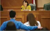  ?? Julia Robinson / Contributo­r ?? Rep. Gina Hinojosa, D-austin, listens to testimony during a committee hearing in Austin in 2019.