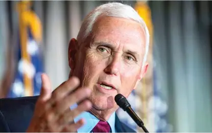  ?? ANNA MONEYMAKER/GETTY IMAGES FILE PHOTO ?? Former Vice President Mike Pence slammed Donald Trump and Fox News host Tucker Carlson over Jan. 6 at the Gridiron Club and Foundation dinner on Saturday night.