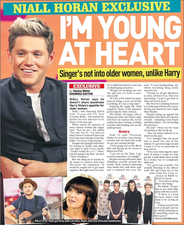  ??  ?? KELLY EYE? Niall got flirty with Lorraine. Right, with One Direction bandmates