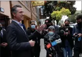  ?? JANE TYSKA — BAY AREA NEWS GROUP ?? Gov. Gavin Newsom speaks during a press conference at Tommy’s Mexican Restaurant on Geary Boulevard in San Francisco, on Thursday, June 3, 2021. Newsom outlined the state’s ongoing support for restaurant­s and bars as California fully reopens the economy this month.