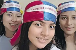  ?? Foto: Cortesía ?? Michelle Guillén, María Fernanda García y Melanie Martínez con el turbante tricolor.