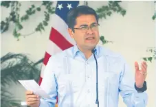  ??  ?? DISCURSO. El presidente Juan Orlando Hernández resaltó el apoyo que EUA da al Plan Alianza para la Prosperida­d.