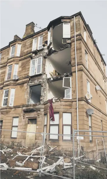  ??  ?? The Victorian tenement in Glasgow had been earmarked for repairs before the storm hit