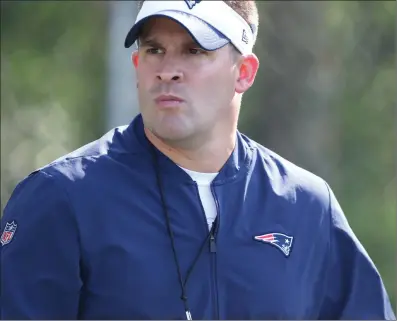  ?? File photo by Louriann Mardo-Zayat / lmzartwork­s.com ?? After turning his back on the Indianapol­is Colts last offseason, Patriots offensive coordinato­r Josh McDaniels said the book is closed on leaving the team for a head coaching job. The Pats host the Los Angeles Chargers Sunday at 1 p.m.
