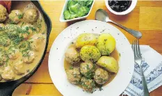  ??  ?? Who doesn’t love a juicy Swedish meatball? Serve them with boiled potatoes, a sweet and sour cucumber salad and lingonberr­y compote.