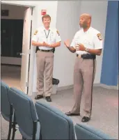  ?? STAFF PHOTO BY ANDREW RICHARDSON ?? Sheriff Troy Berry addresses and thanks community leaders before they were given a chance to speak to the Commission on Accreditat­ion for Law Enforcemen­t Agencies assessment team on Monday night.