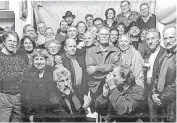  ??  ?? Top: Walter Hopps, c. 1969. Courtesy photo Middle: Hopps with Dominique de Menil in 1981. Photo by David Crossley. Above: Hopps, center, arms crossed, posed with his artist friends the night before the announceme­nt of the Walter Hopps Award for...