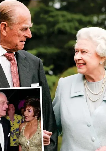  ??  ?? Devoted: Prince Philip and the Queen. Inset, the Duke with Shirley Bassey at his 80th birthday celebratio­n at the Royal Albert Hall