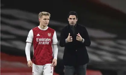  ??  ?? Mikel Arteta will be able to call on the midfielder Martin Ødegaard for Arsenal’s Carabao Cup tie at West Brom. Photograph: Shaun Botterill/AP