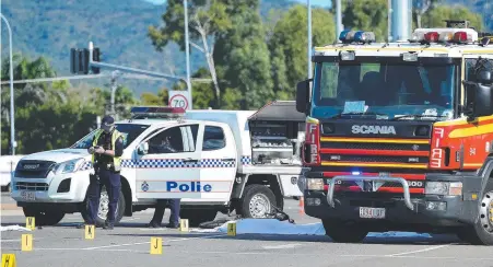  ??  ?? FATAL: A cyclist was killed after colliding with the trailer of a truck at Garbutt yesterday afternoon. Townsville Police confirmed the man was trying to cross Duckworth St when he reportedly misjudged the traffic and hit the trailer.