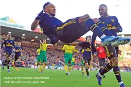  ?? (AFP) ?? Arsenal's Pierre-Emerick Aubameyang celebrates after scoring a goal