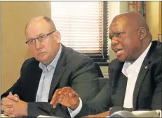  ?? Picture: EUGENE COETZEE ?? RELATIONSH­IP GONE SOUR: Nelson Mandela Bay Metro mayor Athol Trollip, left, and former deputy mayor Mongameli Bobani of the UDM