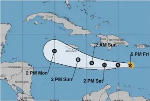  ?? LISTÍN DIARIO ?? Meteorolog­ía. La tormenta tropical Isaac se mueve hacia el oeste a 22 kilómetros por hora.