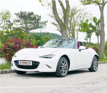  ??  ?? Am besten wäre es natürlich, beide zu kaufen: den Fiat 500e für die Stadt, den Mazda MX-5 in der 100er-Jubiläumsa­usgabe für das Land. Aber wer hat das Geld?