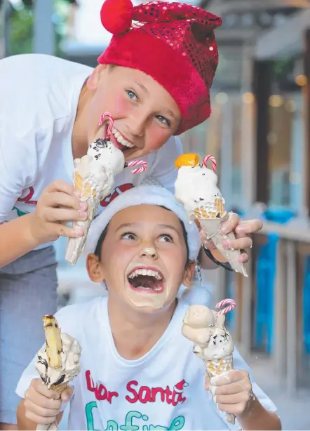  ?? Picture: GLENN HAMPSON ?? My Gelato Shop has Christmas flavoured creations ... much to the delight of Josh, 12, and Jack Johnson, 11.
