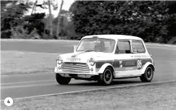  ??  ?? 4
1. The Cambridge Mini rewarded Barry with the 0-1000cc championsh­ip for the 1969-1970 season – seen here at Baypark (Photo Jack Inwood); 2. The Papakura Motors Team comprising Barry’s Lotus Cortina and Bruce McLean’s pushrod Cortina in the pits at Pukekohe (Photo Laurie McLean); 3. The first Mini Barry campaigned did not yield the results he had hoped for – seen here leading Alan Boyle’s CocaCola Mini at Baypark; 4. A great study of Barry in the Ardenpower­ed Cambridge Mini exiting Pukekohe’s hairpin (Photo Jack Inwood); 5. Barry powers his Lotus Cortina through the Loop at Pukekohe during the 1965 season (Photo Jack Inwood).