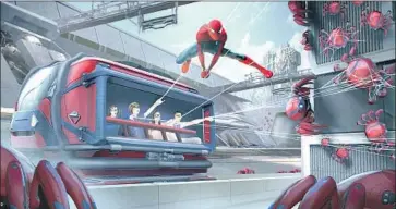  ?? Disney / Marvel ?? A MOCK-UP of a Spider-Man-themed ride at Avengers Campus in Anaheim’s Disney California Adventure.