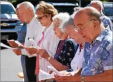  ?? MARIAN DENNIS – DIGITAL FIRST MEDIA ?? Residents at Keystone Villa in Douglassvi­lle sang along to “You’re a Grand Old Flag” Thursday as the celebrated Flag Day.