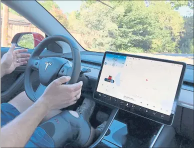  ?? COURTESY MEGAN CRUM ?? Tesla’s Autopilot received high marks but got dinged for the length of time it took to warn of a potentiall­y dangerous situation.