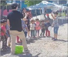  ?? Contribute­d ?? Summerland resident Lesley Vaisanen spent two weeks this summer working in a long-term refugee camp near Athens, Greece. Vaisanen and other volunteers organized and led afternoon activity programs for children.