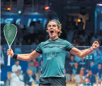 ?? Photo / PSA World Tour ?? Paul Coll celebrates his semifinal victory at the World Squash Championsh­ips.