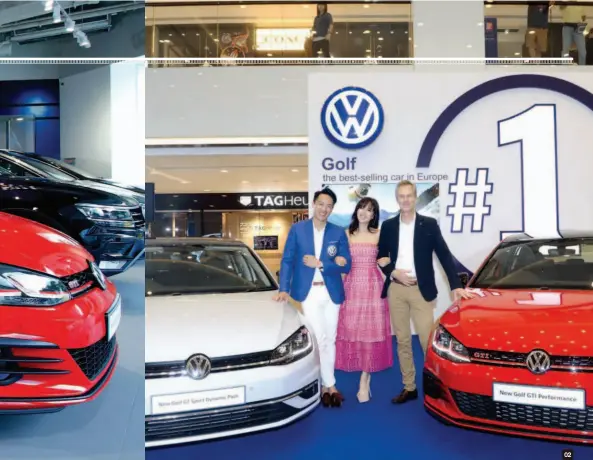  ??  ?? 01 大眾汽車集團香港有限­公司董事總經理高偉德。02 Volkswagen 推出全新 Golf系列，邀請了唐詩詠及陳智燊­作特別嘉賓。02